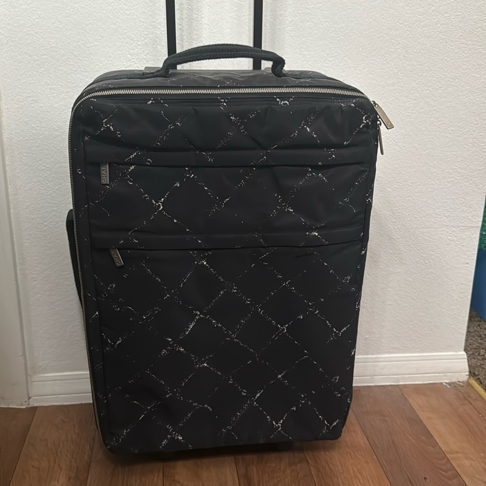 Chanel Black Nylon Graffiti Rolling Luggage Trolley